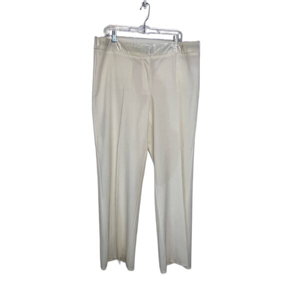 Apostrophe Pants - NWT Apostrophe Stretch Ivory Cream Straight Wide Leg Velvet Detail Pants Size 18